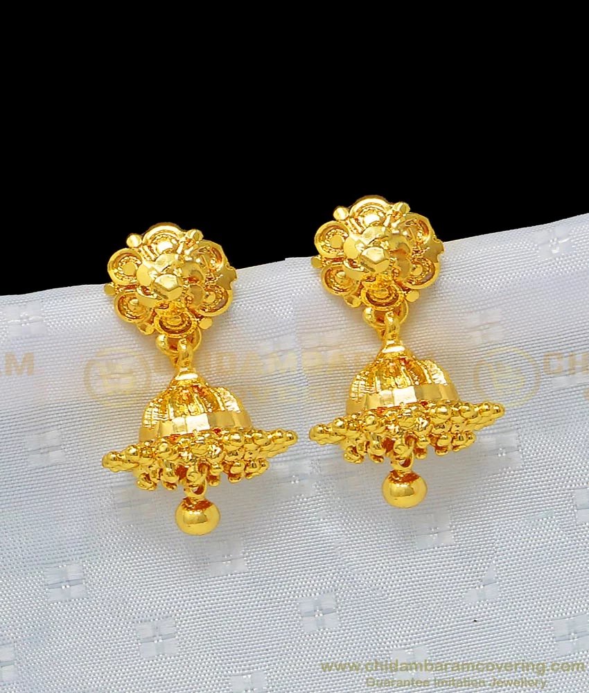 jfl - one gram gold plated pearl meenakari enamel jhumka, Size: Ht: 5.8 cms  and Wd: 2.6 cms at Rs 999/pair in Mumbai