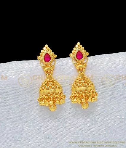 VFJ One Gram Gold Plated Small Size Jhumka Bali For Women and Girls