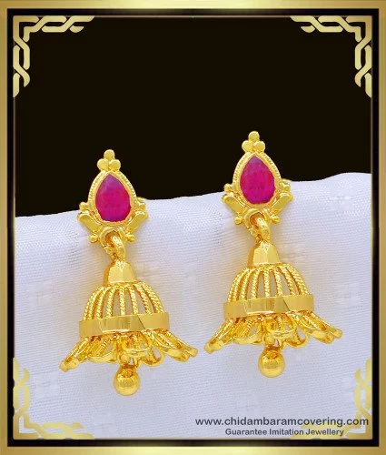 Earrings Studs Earrings Jhumki 1 Gram Gold American Diamond CZ, Traditional  Earrings Studs One Gram Gold Temple Jewellery Set Pack