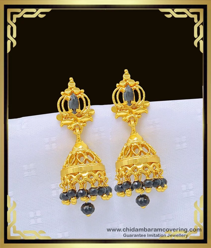MAHIMAFASIONS Gold plated black beads daily use stud Earrings