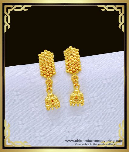 ERG998 - Gold Design Small Jhumkas Design One Gram Gold Daily Wear Plain Earring Buy Online