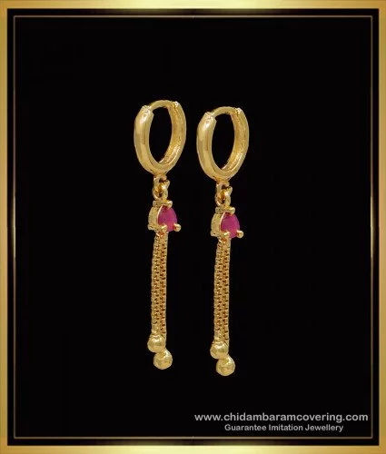 Buy Traditional Gold Design Ring Type Big Size Bali Earrings for Women
