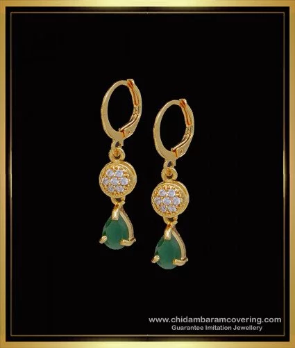 erg1590 attractive emerald with white stone gold bali earrings designs 1