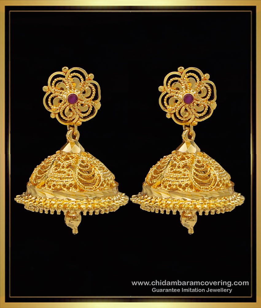 Bridal Wear Ruby Stone South Indian Jhumkas Online Shopping 