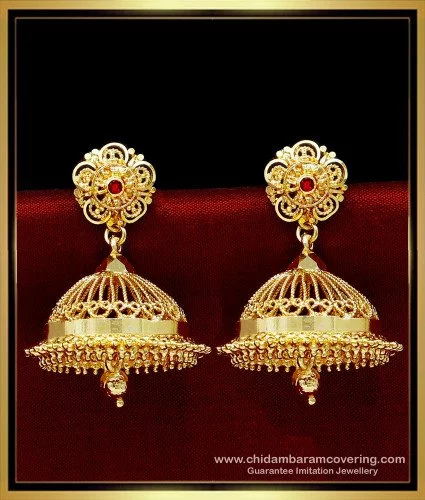 Big Size Jhumka for Peach Color Gown | FashionCrab.com