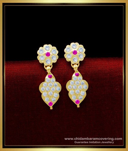 ERG1621 - Traditional Impon Jewellery Stone Gold Earrings for Kids
