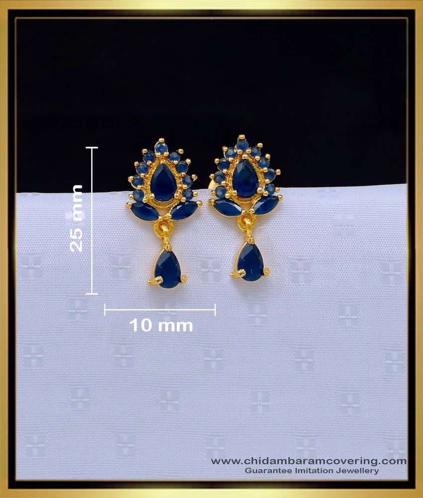 Artificial Sapphire Earrings | Blue Crystal Earrings with Sterling Sil –  Huge Tomato