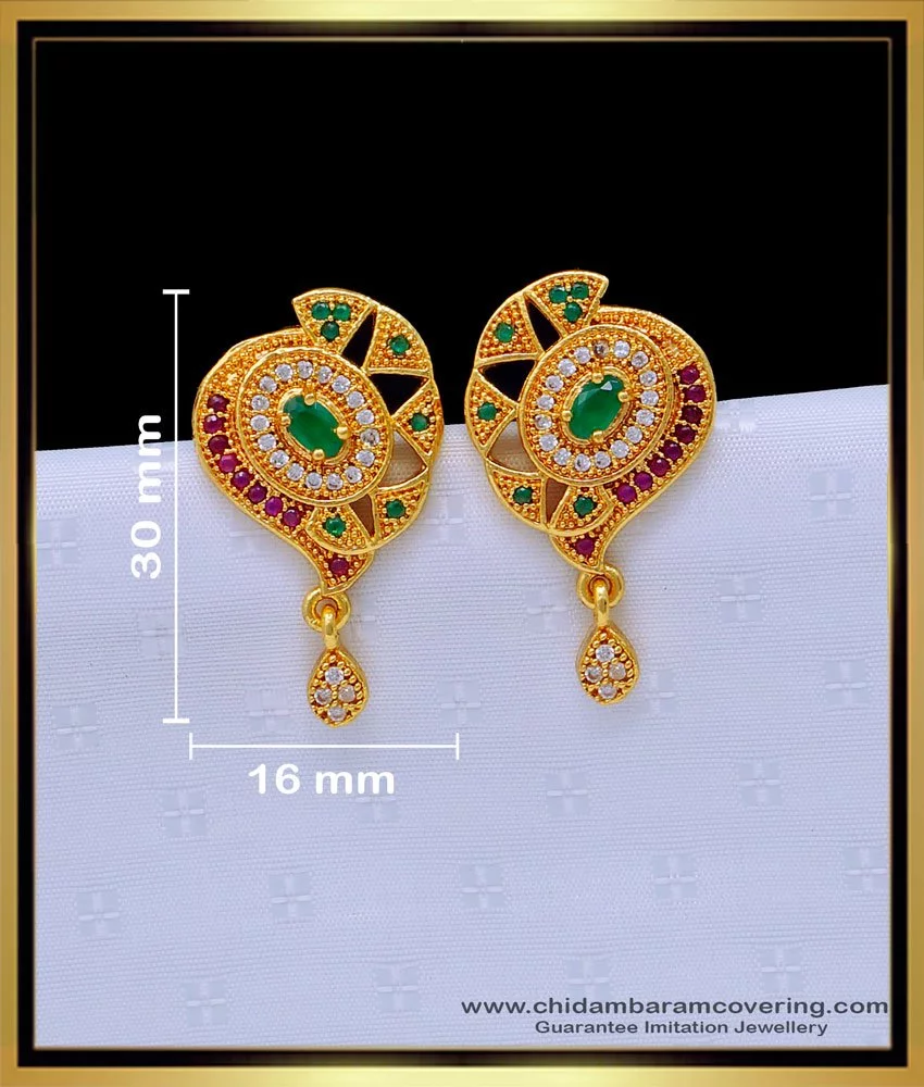 erg1646 latest model zircon stone stud earrings designs for women 2