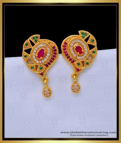 Buy Trendy Gold Plated Jewellery Multi Stone Stud Earrings Online
