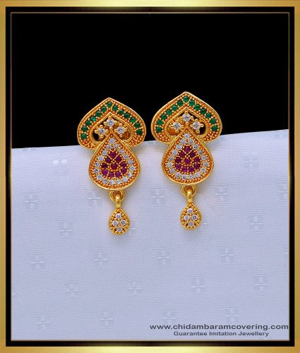 ERG1649 - Trendy Gold Plated Jewellery Multi Stone Stud Earrings Online
