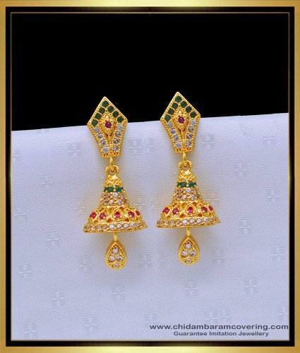 ERG1656 - One Gram Gold Ad Stone Jhumkas Design for Women 