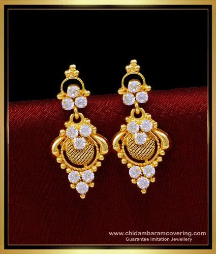 Buy Traditional Daily Wear Plain Gold Earrings Design for Women-calidas.vn