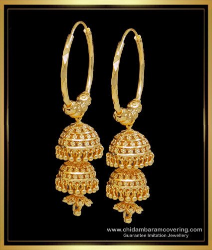 ERG1688 - Light Weight Gold Jhumka Bali Design Earrings for Female