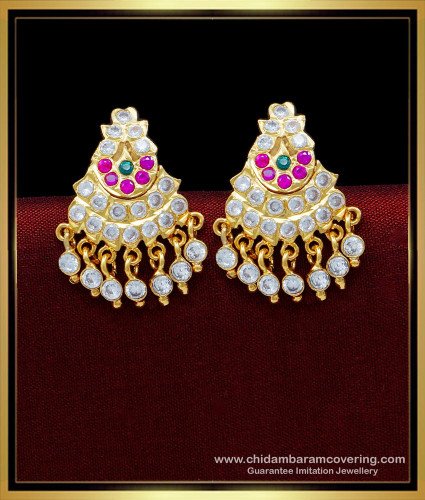 ERG1689 - Traditional Panchaloha Multi Stone Stud Earrings for Women