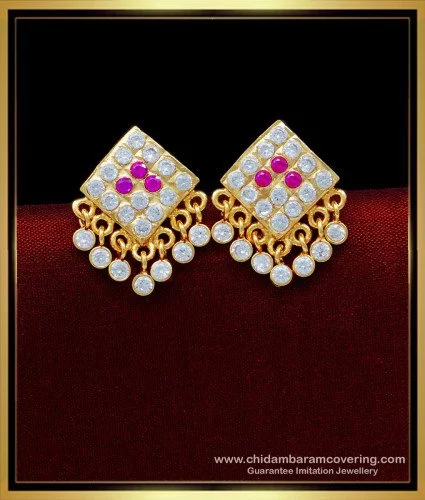 Ayana Silver Kempu earrings-Buy Silver Earrings Online — KO Jewellery