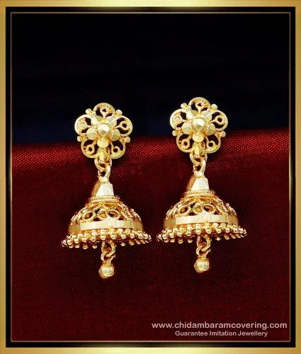 High Quality Gold Plated CZ Stones Peacock Design Jhumka Earring