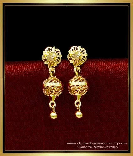 1 Gram Gold Jhumki Net Pattern Earrings Shop Online ER3597