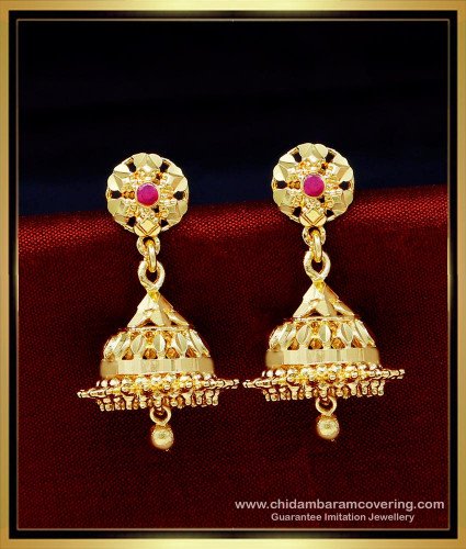 ERG1725 - Best Quality Daily Use 1 Gram Gold Jhumka Earrings Online