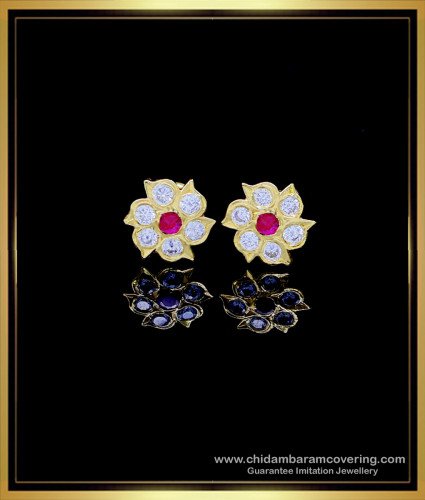 ERG1760 - Gold Design Impon Stone Earrings Design for Ladies