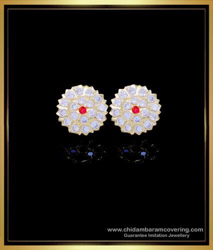 ERG1773 - Gold White Stone Earrings Designs Impon Jewellery Online