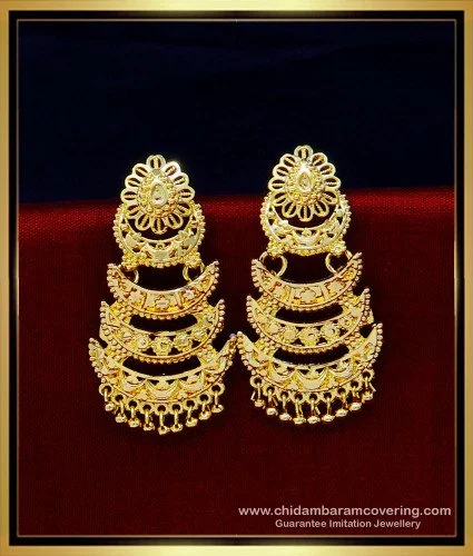 Buy New Pattern Ad White and Ruby Stone Function Wear Gold Earring Design  For Female