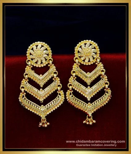 One Gram Gold Earring White Stone Studs Designs ER3942