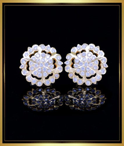 ERG1800 - Flower Design White Stone Impon Earrings Online Shopping
