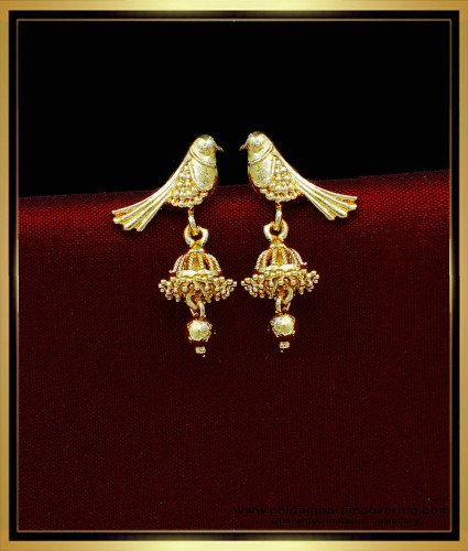 ERG1829 - Elegant Birds Design Gold Plated Jhumka Design Online