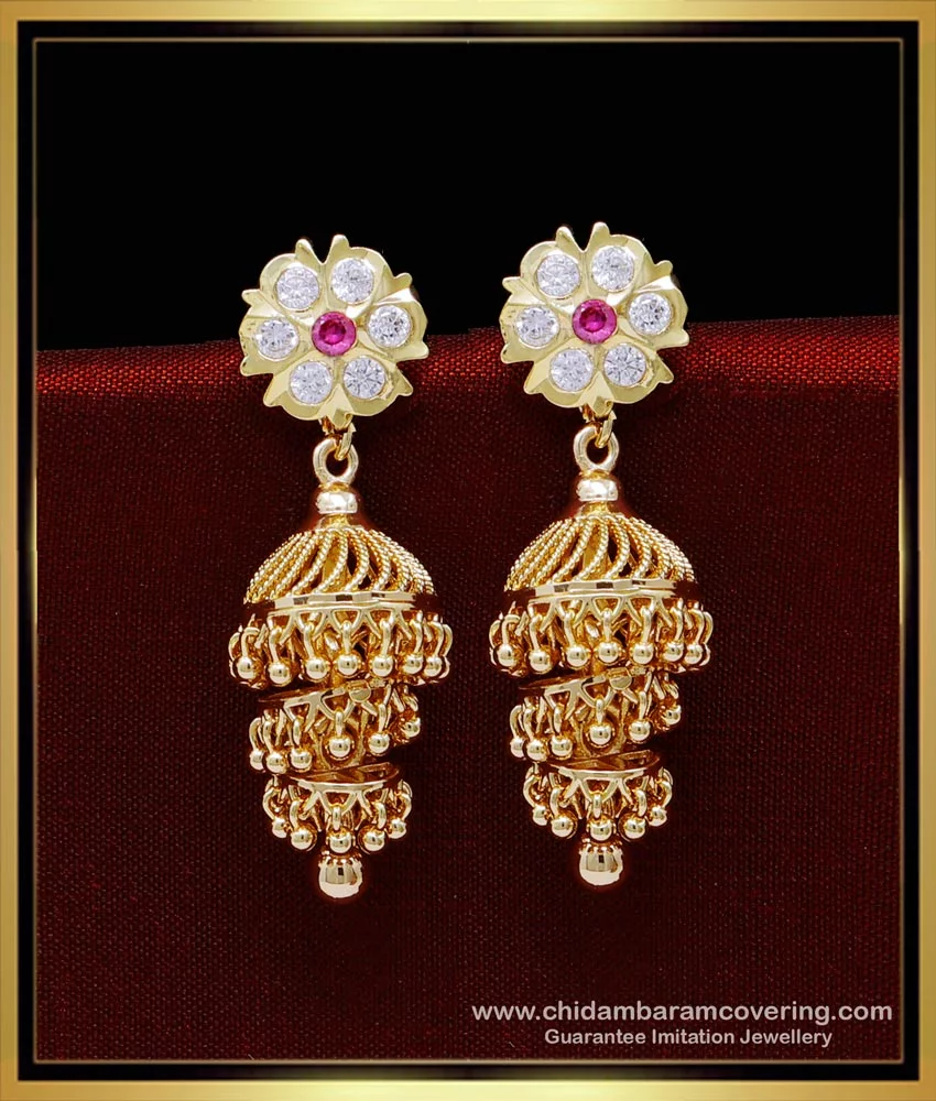 Temple Jewellery - 22K Gold 'Pallaki' Jhumkas (Buttalu) - Gold Dangle  Earrings - CUSTOMIZED - 235-GJH2229-CUSTOM in 27.900 Grams