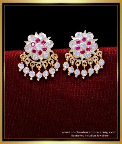 ERG1880 - South Indian Gold Jewelry Design Impon Stud Earrings