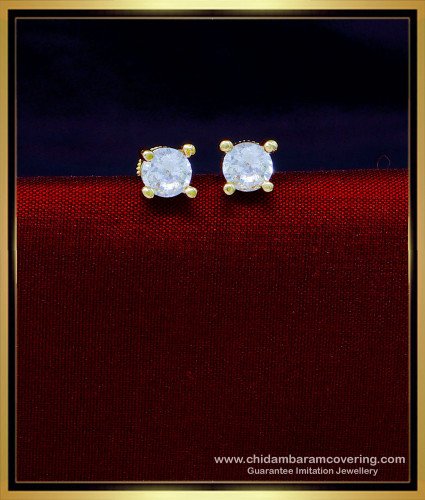 ERG1884 - Elegant Singles Stone Stud Earrings Gold Diamond Design