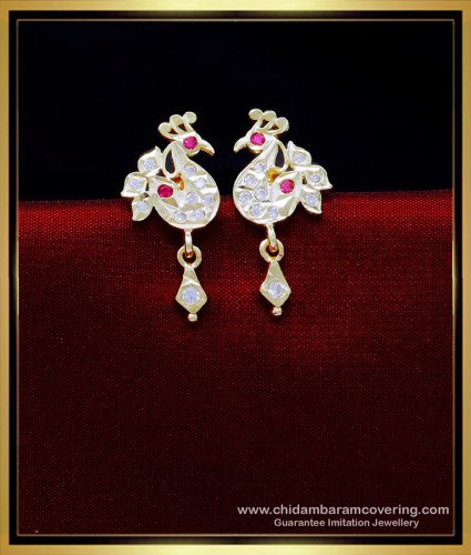 ERG1916 - Beautiful Peacock Stud Earrings Impon Jewellery Online