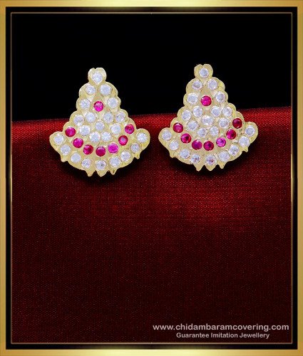 ERG1917 - Impon Full Stone Stud Earrings Gold Design for Women