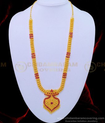 HRM579 - Buy Indian Jewellery Beautiful Ruby Stone One Gram Gold Long Haram Collections  