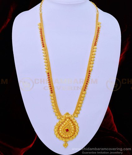 HRM664 - Beautiful Ruby Stone Mango Pendant Haram Design South Indian Jewellery Buy Online