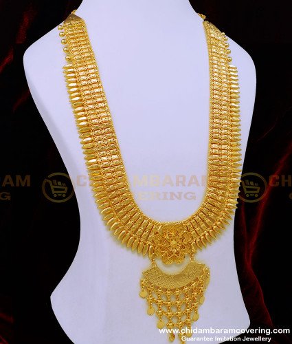 HRM751 - Grand Look Stunning Gold 1 Gram Gold Broad Kerala Haram Wedding Jewellery