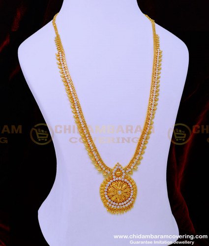 HRM753 - South Indian Jewellery White Stone Traditional Haaram Design for Wedding 