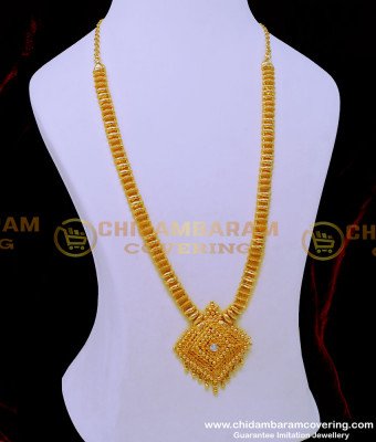 HRM767 - Beautiful Net Pattern White Stone Haram South Indian Imitation Jewellery 