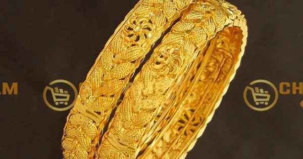 Gold tone silk thread pink-green kundan lakshmi coin bangles(2.4) dj-4 –  dreamjwell