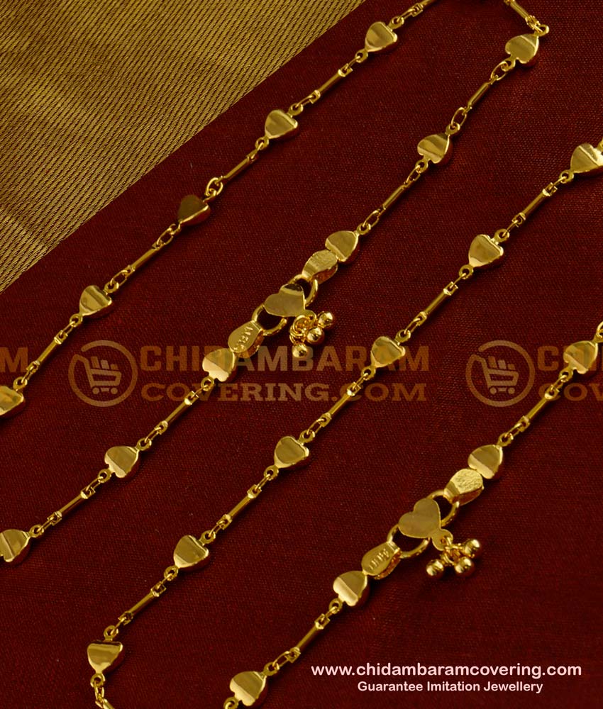 ANK002 - 10.5 inch Latest Anklet Design Gold Plated Kolusu Buy Online Shopping