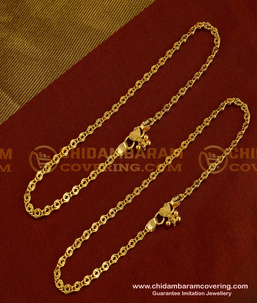ANK011 - 11 Inch Beautiful One Gram Gold Guarantee Thin Payal Design for Girls
