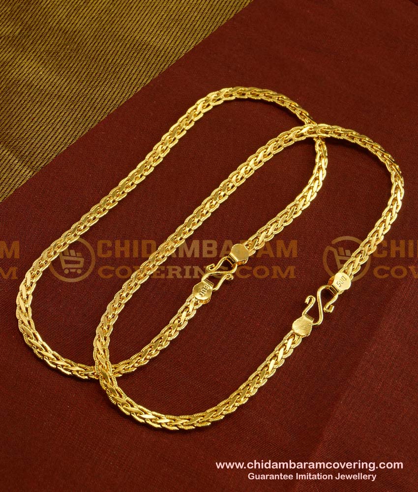 ANK013 - 10.5 Inch Traditional Gold Chain Type Anklet Payal Design Collections Online