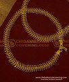 ANK063 - 9.5 Inch Gold Plated Leaf Design Broad Chain Type Anklet Kolusu Indian Jewellery