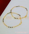 ANK070 - 11 Inch Trendy Black Crystal Anklet Gold Plated Thin Black Bead Anklet Payal Online  