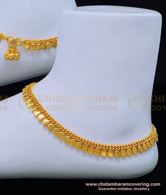 ANK097 - 10 Inches Attractive Real Gold Look Mango Design One Gram Gold Anklet Buy Online 