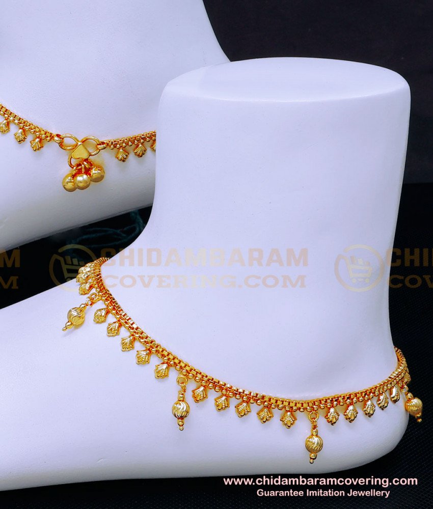 gold kolusu design, thulhan payal, real gold anklets, gold plated anklets, latest anklet designs, kolusu design in velli, anklet designs gold, payal gold jewellery