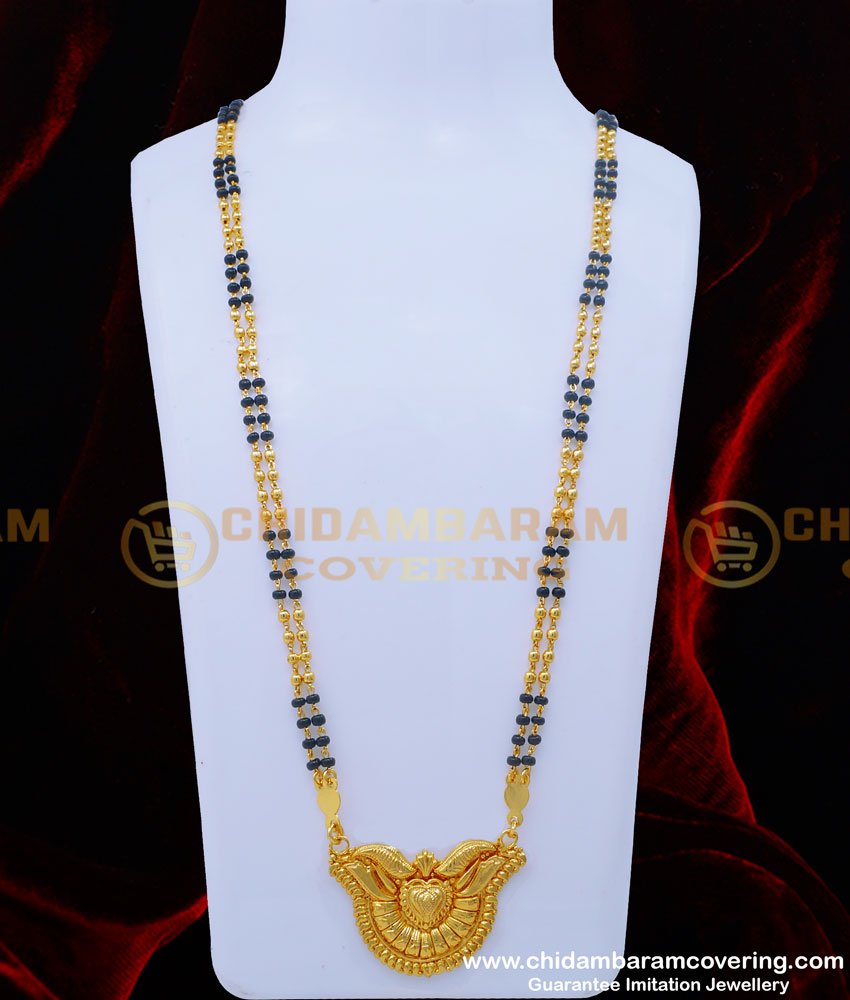 Traditional Long Mangalsutra with Black Beads