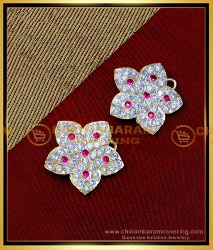MAT188 - Beautiful White and Ruby Stone Impon Jada Billai Design