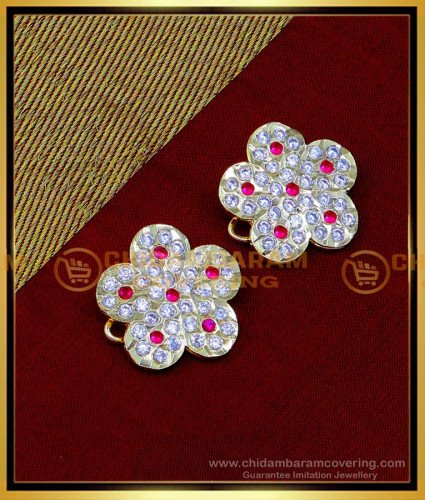 MAT189 - Impon Flower Design Stone Jada Billai Hair Ornaments for Bride