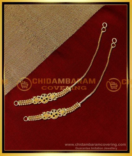 MAT200 - Trendy Ear Chain Gold Plated Side Mattal Designs for Women 